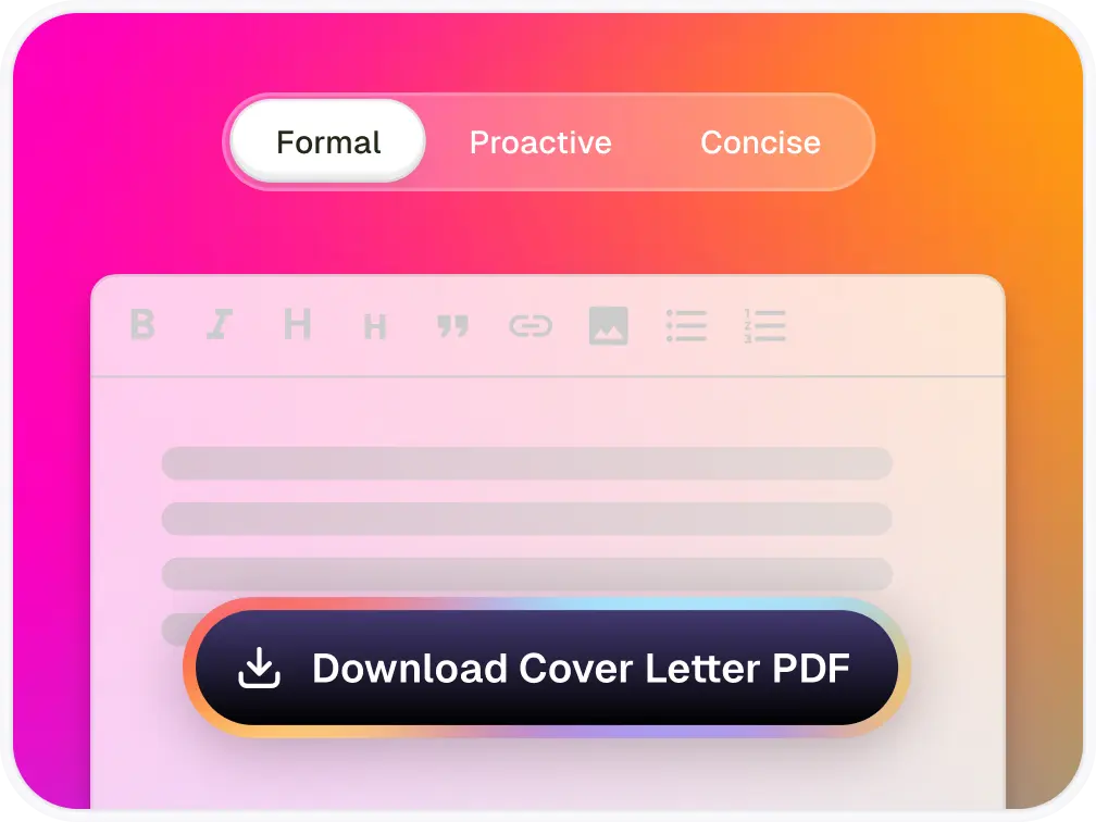 Cover letter editor with tone options and PDF download