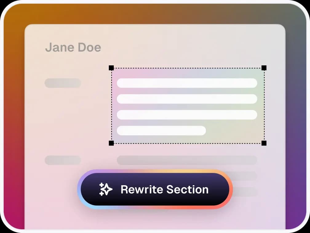 Resume editor with a section rewrite tool